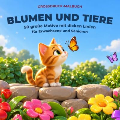 Creative Großdruck-Malbuch für Senioren: Blumen und Tiere: 50 große Motive mit dicken Linien zum Ausmalen für Erwachsene und Senioren: Garten, Vögel, Katzen, Blumen und ruhige Gartenszenen Creative Großdruck-Malbuch für Senioren: Blumen und Tiere: 50 große Motive mit dicken Linien zum Ausmalen für Erwachsene und Senioren: Garten, Vögel, Katzen, Blumen und ruhige Gartenszenen
