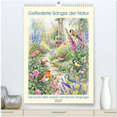 Roland Gefiederte Sänger der Natur (hochwertiger Premium Wandkalender 2027 DIN A2 hoch), Kunstdruck in Hochglanz: Unsere Gartenvögel im Porträt Roland Gefiederte Sänger der Natur (hochwertiger Premium Wandkalender 2027 DIN A2 hoch), Kunstdruck in Hochglanz: Unsere Gartenvögel im Porträt