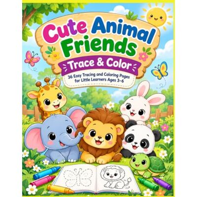 Daisy Tech Cute Animal Friends: Trace & Color: 36 Easy Tracing and Coloring Pages for Little Learners Ages 3–6 Daisy Tech Cute Animal Friends: Trace & Color: 36 Easy Tracing and Coloring Pages for Little Learners Ages 3–6