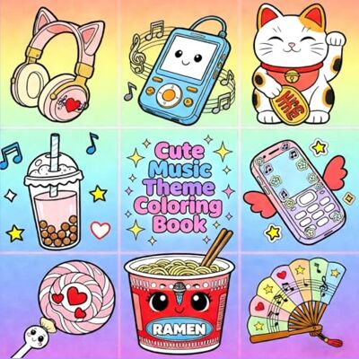 Avery Cute Music Theme Coloring Book: Adorable Kawaii Headphones, Music Players, Boba, Lucky Cats & More Relaxing Coloring Pages for Kids, Teens & Adults Avery Cute Music Theme Coloring Book: Adorable Kawaii Headphones, Music Players, Boba, Lucky Cats & More Relaxing Coloring Pages for Kids, Teens & Adults