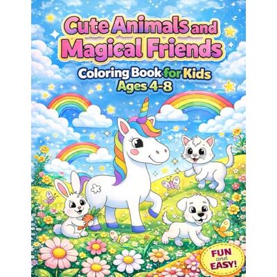 ART CUTE ANIMALS & MAGICAL FRIENDS Coloring Book for Kids Ages 4-8: A Coloring Book for Creative Kids Ages 4-8: 42 Fun Pages to Color with Crayons, Colored Pencils, or Markers ART CUTE ANIMALS & MAGICAL FRIENDS Coloring Book for Kids Ages 4-8: A Coloring Book for Creative Kids Ages 4-8: 42 Fun Pages to Color with Crayons, Colored Pencils, or Markers