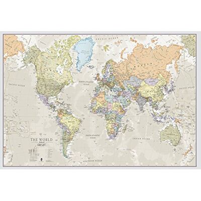 Maps International Mapa del mundo, plastificado – 84,1 x 59,4 cm – Colores clásicos Maps International Mapa del mundo, plastificado – 84,1 x 59,4 cm – Colores clásicos