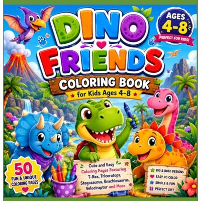 Devi Dino Friends: Coloring Book for Kids Ages 4-8: Cute and Easy Coloring Pages Featuring T-Rex, Triceratops, Stegosaurus, Brachiosaurus, Velociraptor and More (Creative Adventures for Kids) Devi Dino Friends: Coloring Book for Kids Ages 4-8: Cute and Easy Coloring Pages Featuring T-Rex, Triceratops, Stegosaurus, Brachiosaurus, Velociraptor and More (Creative Adventures for Kids)