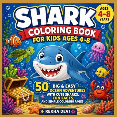 Devi Shark Coloring Book for Kids Ages 4–8: 50 Big & Easy Ocean Adventures with Cute Sharks, Fun Facts, and Simple Coloring Pages (COLORING BOOK SERIES) Devi Shark Coloring Book for Kids Ages 4–8: 50 Big & Easy Ocean Adventures with Cute Sharks, Fun Facts, and Simple Coloring Pages (COLORING BOOK SERIES)