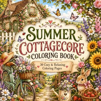 Summer Cottagecore Coloring Book for Adults: 30 Cozy Coloring Pages of Charming Cottages, Wildflower Gardens, Woodland Animals, Strawberry Picnics, Tea Parties, and Relaxing Country Life Summer Cottagecore Coloring Book for Adults: 30 Cozy Coloring Pages of Charming Cottages, Wildflower Gardens, Woodland Animals, Strawberry Picnics, Tea Parties, and Relaxing Country Life