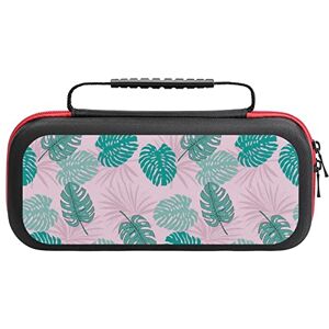 Nudquio00235 Funda de transporte Monstera de hojas tropicales compatible con Switch Travel Funda rígida protectora para consola de juegos y accesorios