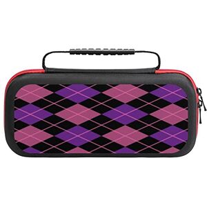 Generic0404 Rosa púrpura Argyle Diamonds Fashion Compatible con Switch Case Travel Protective Hard Shell Bolsa de transporte con 20 cartuchos de juego