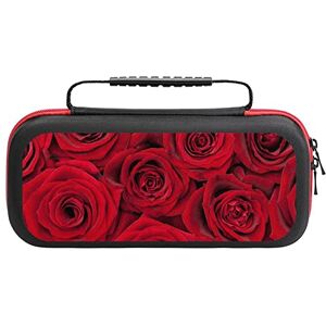 AXEDENRRT452 Hermosa funda de transporte para interruptor de rosas rojas, bolsa rígida para accesorios de consola, fundas de transporte de viaje para interruptor