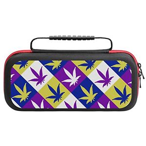 AXEDENRRT1 Trippy Multi Weed Leaves Compatible with Switch Carry Case Travel Protective Cover Pouch with 20 Game Accessories One Size