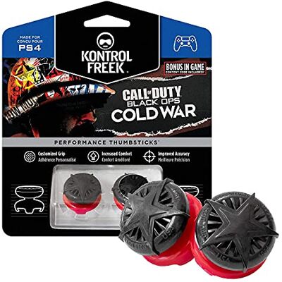 KontrolFreek Call of Duty: Black Ops Cold War para PlayStation 4 (PS4) y PlayStation 5 (PS5) Performance Thumbsticks 2 Alturas elevadas, convexo Negro/Rojo. KontrolFreek Call of Duty: Black Ops Cold War para PlayStation 4 (PS4) y PlayStation 5 (PS5) Performance Thumbsticks 2 Alturas elevadas, convexo Negro/Rojo.