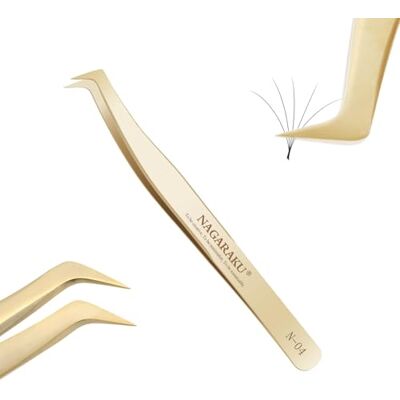 NAGARAKU Pinzas Volumen Pestañas Punto Precisión Sin Brecha Pinzas de Fan Depilar Profesional Acero Inoxidable Curvada Con Tapas Protectoras En Las Puntas Tweezer Para Crear Lash Voluminosas () NAGARAKU Pinzas Volumen Pestañas Punto Precisión Sin Brecha Pinzas de Fan Depilar Profesional Acero Inoxidable Curvada Con Tapas Protectoras En Las Puntas Tweezer Para Crear Lash Voluminosas ()