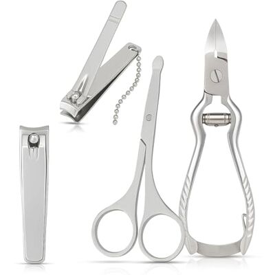 CUPERINOX Set 4 Herramientas Manicura y Pedicura Alicate Pedicuro+Cortauñas Grande+Cortaúñas Mediano con Llavero+Tijera Punta Redonda Acero Inoxidable Profesional Uso Doméstico y Viaje CUPERINOX Set 4 Herramientas Manicura y Pedicura Alicate Pedicuro+Cortauñas Grande+Cortaúñas Mediano con Llavero+Tijera Punta Redonda Acero Inoxidable Profesional Uso Doméstico y Viaje