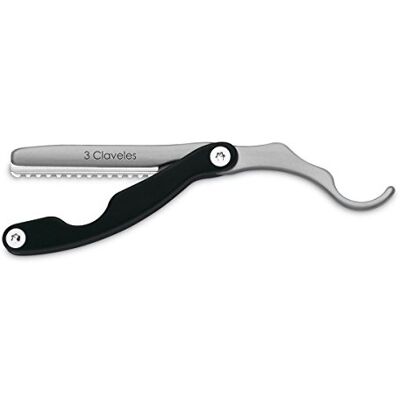 3 Claveles Navaja Hoja Intercambiable, ergonómica, 17,5 cm, negra y gris, perfecta navaja de peluquería 3 Claveles Navaja Hoja Intercambiable, ergonómica, 17,5 cm, negra y gris, perfecta navaja de peluquería