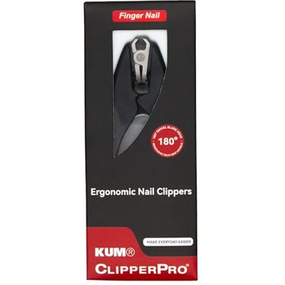KUM Cortauñas ergonómico Clipper Pro para uñas de las manos, cuchillas giratorias 180°, de acero inoxidable KUM Cortauñas ergonómico Clipper Pro para uñas de las manos, cuchillas giratorias 180°, de acero inoxidable