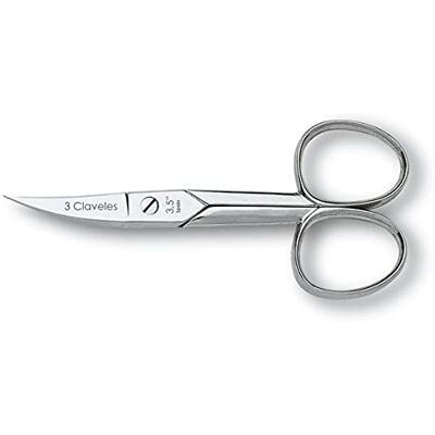 3 Claveles Tijera Uñas Curva de 9 cm 3,5", tijeras de manicura profesional, acero carbono, niquelada, para uñas manos pies 3 Claveles Tijera Uñas Curva de 9 cm 3,5", tijeras de manicura profesional, acero carbono, niquelada, para uñas manos pies