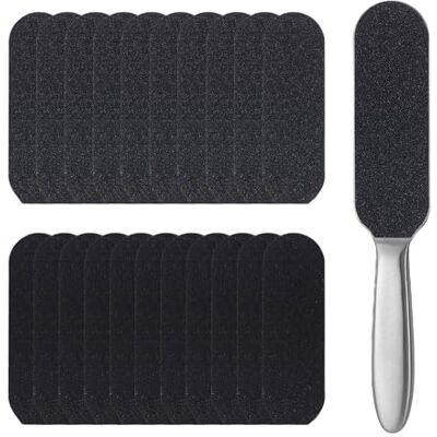SYEYCW 1 Piezas Acero Inoxidable Mango, 20 Piezas Papel de Lija para Lima, Profesionales Removedor del Callo Piel Dura, Raspador Escofina Doble Cara para Pies, para Salón de Pedicura de Baño SYEYCW 1 Piezas Acero Inoxidable Mango, 20 Piezas Papel de Lija para Lima, Profesionales Removedor del Callo Piel Dura, Raspador Escofina Doble Cara para Pies, para Salón de Pedicura de Baño