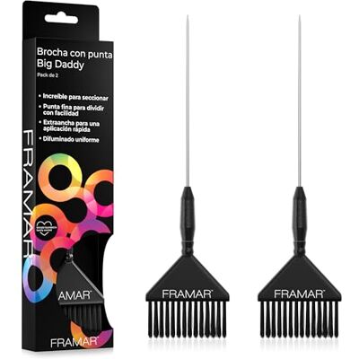 FRAMAR Brocha Tinte Pelo Pincel Tinte Pelo, Fácil de seccionar y separar el Cabello, Balayage Kit Mechas, Cepillo Peluqueria Paquete de 2 Negros FRAMAR Brocha Tinte Pelo Pincel Tinte Pelo, Fácil de seccionar y separar el Cabello, Balayage Kit Mechas, Cepillo Peluqueria Paquete de 2 Negros