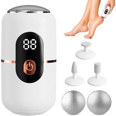 RE-WECHSEL Lima eléctrica para pies, removedor de callos recargable e inalámbrico para piel muerta y talones ásperos, herramienta de pedicura de 3 velocidades con 2 cabezales de pulido reemplazables RE-WECHSEL Lima eléctrica para pies, removedor de callos recargable e inalámbrico para piel muerta y talones ásperos, herramienta de pedicura de 3 velocidades con 2 cabezales de pulido reemplazables