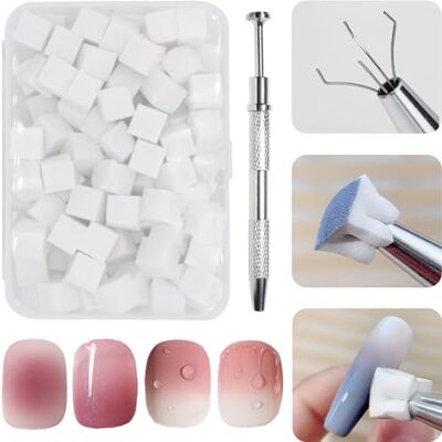 HZHSSG 100 Pcs Esponjas para Uñas Ombre con Pinza de Metal, Pinceles para Uñas Ombre, Esponja Cepillo Uñas, Esponja Pinceles, Utilizado para Crear una Variedad de Patrones de Arte de Uñas Gradientes HZHSSG 100 Pcs Esponjas para Uñas Ombre con Pinza de Metal, Pinceles para Uñas Ombre, Esponja Cepillo Uñas, Esponja Pinceles, Utilizado para Crear una Variedad de Patrones de Arte de Uñas Gradientes