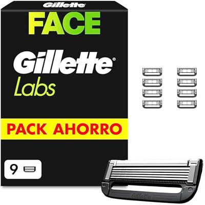 Gillette Labs Cuchillas de Afeitar Hombre, Pack de 9 Recambios para Maquinillas de Afeitar con 5 Hojas Y Banda Lubricante, Compatible con Todas Las Maquinillas Labs Gillette Labs Cuchillas de Afeitar Hombre, Pack de 9 Recambios para Maquinillas de Afeitar con 5 Hojas Y Banda Lubricante, Compatible con Todas Las Maquinillas Labs