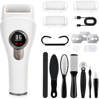 Focenat Lima Eléctrica para Pies con Kit Pedicura, Quita Durezas y Callos con 3 Velocidades 3 Rodillos, 1200mAh, Pantalla LED y Luz, Recargable USB, Set Completo Cuidado de Pies Focenat Lima Eléctrica para Pies con Kit Pedicura, Quita Durezas y Callos con 3 Velocidades 3 Rodillos, 1200mAh, Pantalla LED y Luz, Recargable USB, Set Completo Cuidado de Pies