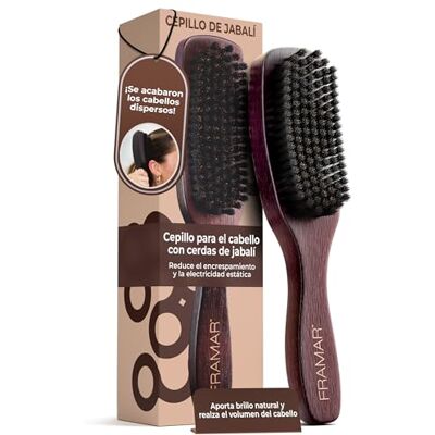 FRAMAR Cepillo Cerdas Jabali Cepillo Pelo Antirotura, Terciopelo Marrón Cepillo Pulidor Cabello, Peine Cerdas Jabali, Cepillos Pelo, Hair Brush, Escova Cabelo, Para Mayor Volumen y Brillo FRAMAR Cepillo Cerdas Jabali Cepillo Pelo Antirotura, Terciopelo Marrón Cepillo Pulidor Cabello, Peine Cerdas Jabali, Cepillos Pelo, Hair Brush, Escova Cabelo, Para Mayor Volumen y Brillo