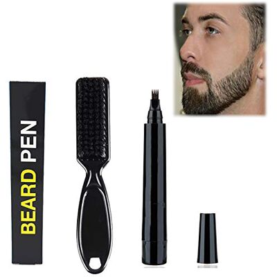 LATTCURE Juego de relleno para barba, 1 pincel incluido, cobertura duradera, bigote, resistente al agua, 4 puntas, cepillo suave negro LATTCURE Juego de relleno para barba, 1 pincel incluido, cobertura duradera, bigote, resistente al agua, 4 puntas, cepillo suave negro