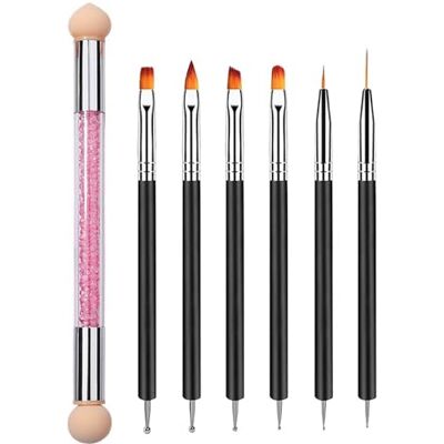 YPYMOD 7 Piezas Plumas de Arte de Uñas, Herramientas de Doble Punta de Uñas,Cepillo de Uñas Esponja Pinceles, Nail Dotting Manicure Tools, para Diseño de Uñas en Gel y Manicura Profesional(Negro) YPYMOD 7 Piezas Plumas de Arte de Uñas, Herramientas de Doble Punta de Uñas,Cepillo de Uñas Esponja Pinceles, Nail Dotting Manicure Tools, para Diseño de Uñas en Gel y Manicura Profesional(Negro)
