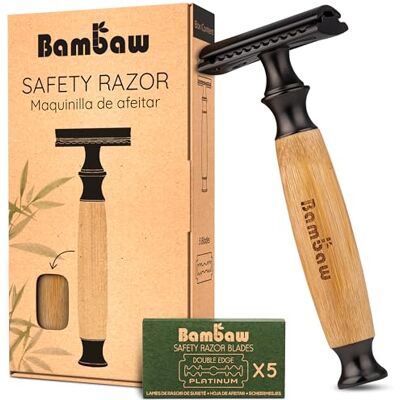 Bambaw Maquinilla de Afeitar Hombre Manual y Mujer, Incluye 5 Cuchillas Navaja Afeitar de Acero Inoxidable Sueco, Afeitado Clasico Apurado y Preciso, Fácil de Usar y Muy Segura (Clásico Oscuro Bambú) Bambaw Maquinilla de Afeitar Hombre Manual y Mujer, Incluye 5 Cuchillas Navaja Afeitar de Acero Inoxidable Sueco, Afeitado Clasico Apurado y Preciso, Fácil de Usar y Muy Segura (Clásico Oscuro Bambú)