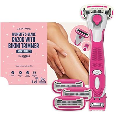 Afeitadora de 5 hojas para mujer - Recortadora 3 en 1 - 3 recambios Afeitadora de 5 hojas para mujer - Recortadora 3 en 1 - 3 recambios