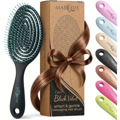 marQus Cepillo Pelo Antitirones niña y adultos Cepillo desenredante de fibra natural exclusivas cerdas de flexión ultra suaves y con cuerpo Se desliza con facilidad, 1 pieza 1 pieza marQus Cepillo Pelo Antitirones niña y adultos Cepillo desenredante de fibra natural exclusivas cerdas de flexión ultra suaves y con cuerpo Se desliza con facilidad, 1 pieza 1 pieza