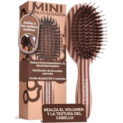 FRAMAR Cepillo Pelo Pequeño Cepillo Cerdas Jabali Rayas Chocolate Cepillo Pelo Viaje, Cepillos Cerdas Jabali, Cepillo Viaje, Cepillo Jabali, Mini Cepillo de Pelo, Para Dar Volumen y Brillo FRAMAR Cepillo Pelo Pequeño Cepillo Cerdas Jabali Rayas Chocolate Cepillo Pelo Viaje, Cepillos Cerdas Jabali, Cepillo Viaje, Cepillo Jabali, Mini Cepillo de Pelo, Para Dar Volumen y Brillo