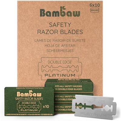 Bambaw – Cuchillas de Afeitar Doble Filo, Hojas de afeitar de Acero Inoxidable – Paquete de Bambaw – Cuchillas de Afeitar Doble Filo, Hojas de afeitar de Acero Inoxidable – Paquete de