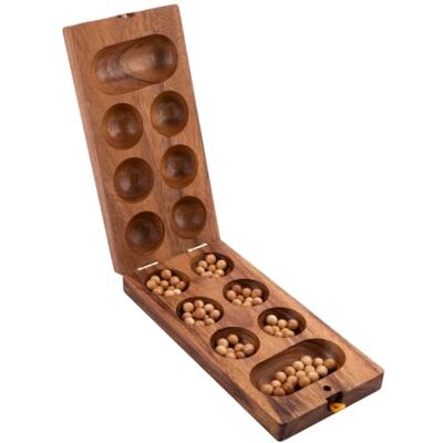 Engelhart Awale de madera Juego ecológico africano 2 jugadores 5.2 x 9.6 x 1.9 pulgadas Engelhart Awale de madera Juego ecológico africano 2 jugadores 5.2 x 9.6 x 1.9 pulgadas