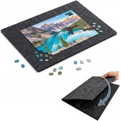 Relaxdays Alfombrilla para Rompecabezas, hasta 1000 pzas, Fieltro Antideslizante, 80 x 58 cm, Plegable, Gris Relaxdays Alfombrilla para Rompecabezas, hasta 1000 pzas, Fieltro Antideslizante, 80 x 58 cm, Plegable, Gris