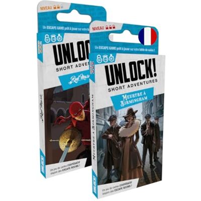 Asmodee Space Cowboys Unlock! Short Adventure: Red Mask + Asesinato en Birmingham Juegos de Cartas para Adultos y Niños a Partir de 10 Años Versión Francesa Asmodee Space Cowboys Unlock! Short Adventure: Red Mask + Asesinato en Birmingham Juegos de Cartas para Adultos y Niños a Partir de 10 Años Versión Francesa