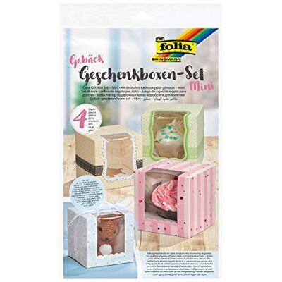 Folia – Caja de Regalo – Juego de 4 Cajas de 10 x 10 x 10 cm Surtidas, Cajas de cartón aptas para Alimentos, con Ventana y inserción, Ideal para Regalar Magdalenas y Cupcakes Folia – Caja de Regalo – Juego de 4 Cajas de 10 x 10 x 10 cm Surtidas, Cajas de cartón aptas para Alimentos, con Ventana y inserción, Ideal para Regalar Magdalenas y Cupcakes