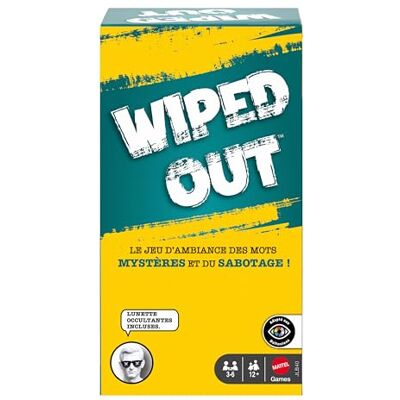 Mattel Wiped Out, Juego de mesa, Juego de deducción y sabotaje con gafas opacas, pizarra y fieltro de borrado en seco, para 3 a 6 jugadores, Mattel Wiped Out, Juego de mesa, Juego de deducción y sabotaje con gafas opacas, pizarra y fieltro de borrado en seco, para 3 a 6 jugadores,
