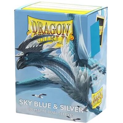 Dragon Dual Matte Fundas para cartas tamaño estándar, 100 unidades, fundas prémium lisas y resistentes para TCG, compatibles con Pokémon, One Piece y Magic: The Gathering, azul cielo y plata Dragon Dual Matte Fundas para cartas tamaño estándar, 100 unidades, fundas prémium lisas y resistentes para TCG, compatibles con Pokémon, One Piece y Magic: The Gathering, azul cielo y plata