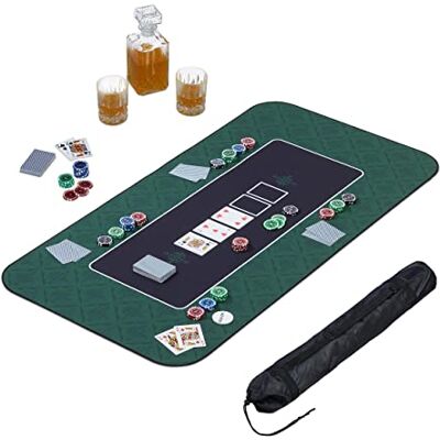 Relaxdays Tapete de Póker 120x60cm, Texas Holdem, Casino, Mantel Mesa Póquer Grande, Antideslizante, Poliéster, Verde Relaxdays Tapete de Póker 120x60cm, Texas Holdem, Casino, Mantel Mesa Póquer Grande, Antideslizante, Poliéster, Verde