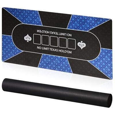 Relaxdays Tapete Póquer, 120 x 60 cm, Mantel Poker Texas Hold'em, Antideslizante, Bolsa, 10 Jugadores, Azul y Negro Relaxdays Tapete Póquer, 120 x 60 cm, Mantel Poker Texas Hold'em, Antideslizante, Bolsa, 10 Jugadores, Azul y Negro