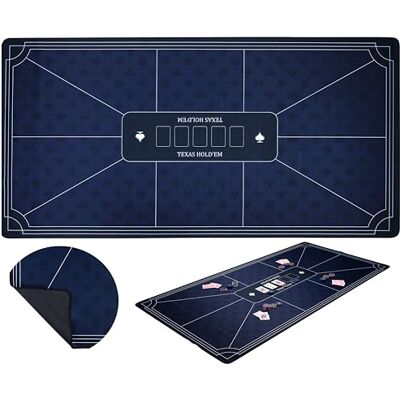 Engelhart Tapete de póker Azul Antideslizante 180x90 cm, 3 mm, poliéster y Goma, Accesorio para Juegos de Casino Engelhart Tapete de póker Azul Antideslizante 180x90 cm, 3 mm, poliéster y Goma, Accesorio para Juegos de Casino