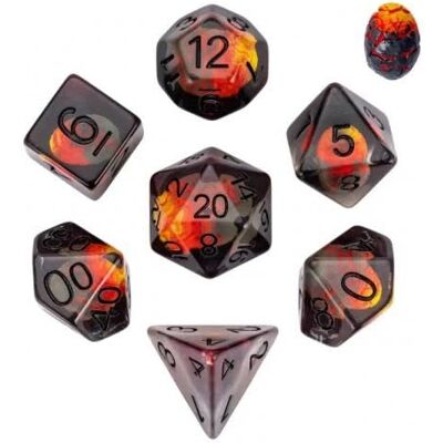 -Juego de 7 Dados de Resina – Gama Insert – en Caja – El Último Huevo de Dinosaurio -Juego de 7 Dados de Resina – Gama Insert – en Caja – El Último Huevo de Dinosaurio
