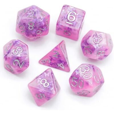 Rio Lote de 7 Dados de Resina de Color Rosa Rio Lote de 7 Dados de Resina de Color Rosa