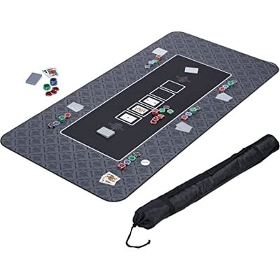 Relaxdays Tapete de Póker 180x90cm, Texas Holdem, Casino, Mantel Mesa Póquer Grande, Antideslizante, Poliéster, Negro Relaxdays Tapete de Póker 180x90cm, Texas Holdem, Casino, Mantel Mesa Póquer Grande, Antideslizante, Poliéster, Negro