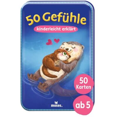 moses . 50 Sentimientos fáciles de Explicar – Juego de 50 Tarjetas de Sentimientos, comprender y acompañar emociones, con Ilustraciones y Textos adecuados para niños, en Caja de Metal, a Partir de 5 moses . 50 Sentimientos fáciles de Explicar – Juego de 50 Tarjetas de Sentimientos, comprender y acompañar emociones, con Ilustraciones y Textos adecuados para niños, en Caja de Metal, a Partir de 5