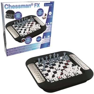 LEXIBOOK Chessman® FX, Juego de ajedrez electrónico con Teclado sensitivo y Efectos de luz y Sonido, 32 Piezas, 64 Niveles de dificultad, Juego de Mesa Familiar, Negro/Argento, LEXIBOOK Chessman® FX, Juego de ajedrez electrónico con Teclado sensitivo y Efectos de luz y Sonido, 32 Piezas, 64 Niveles de dificultad, Juego de Mesa Familiar, Negro/Argento,