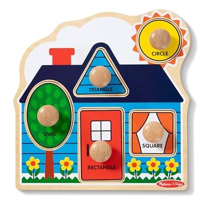 Melissa & Doug - 1 First Shapes Large Peg Puzzle Obra de arte colorida, construcción de madera extragruesa, 5 piezas, Multicolor Melissa & Doug - 1 First Shapes Large Peg Puzzle Obra de arte colorida, construcción de madera extragruesa, 5 piezas, Multicolor
