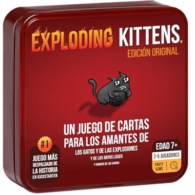Asmodee Exploding Kittens Original Caja Metálica, Juego de Cartas, A Partir de 7 Años, De 2 a 5 Jugadores, 15 Minutos por Partida, Español Asmodee Exploding Kittens Original Caja Metálica, Juego de Cartas, A Partir de 7 Años, De 2 a 5 Jugadores, 15 Minutos por Partida, Español