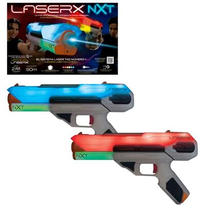 Bizak Laser X Next Level Pack Doble, Juego de Batalla Láser con 2 Pistolas Interactivas, Modos de Disparo Personalizables, Escudo de Energía, +6 años, () Bizak Laser X Next Level Pack Doble, Juego de Batalla Láser con 2 Pistolas Interactivas, Modos de Disparo Personalizables, Escudo de Energía, +6 años, ()